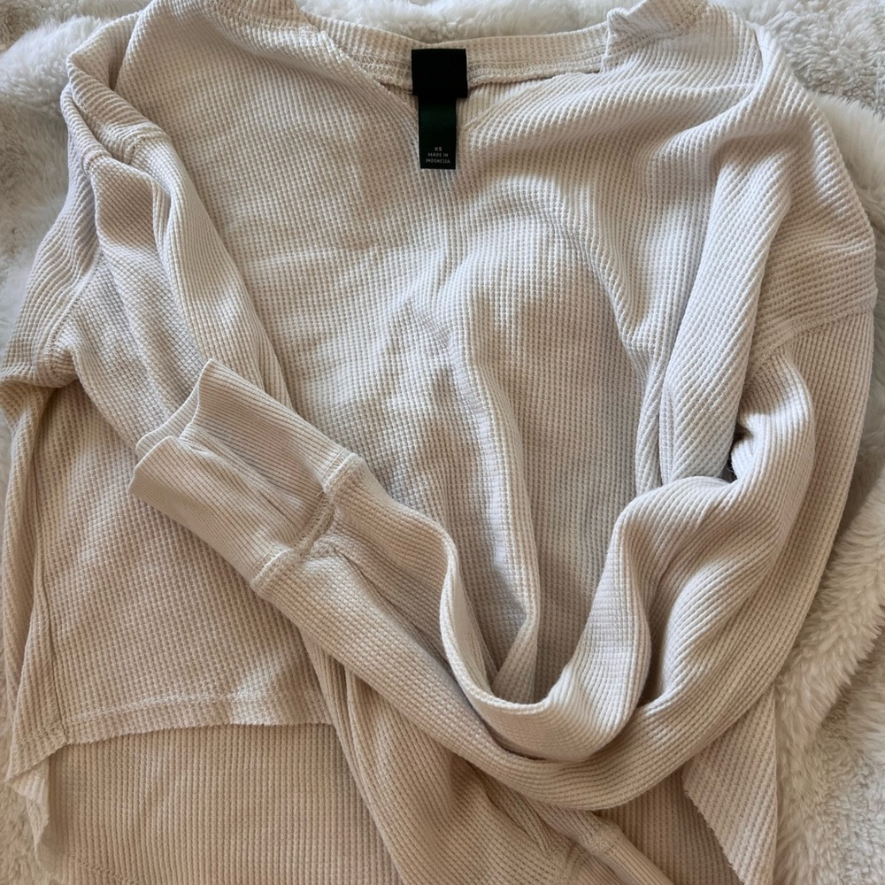Cream Waffle Knit Sweater